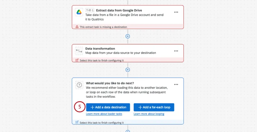 Adicionar um botão de destino de dados destacado no editor fluxo de trabalho