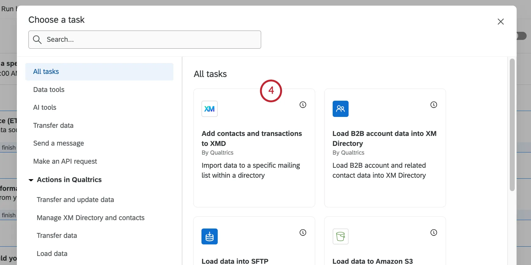 selecting task from the workflows menu