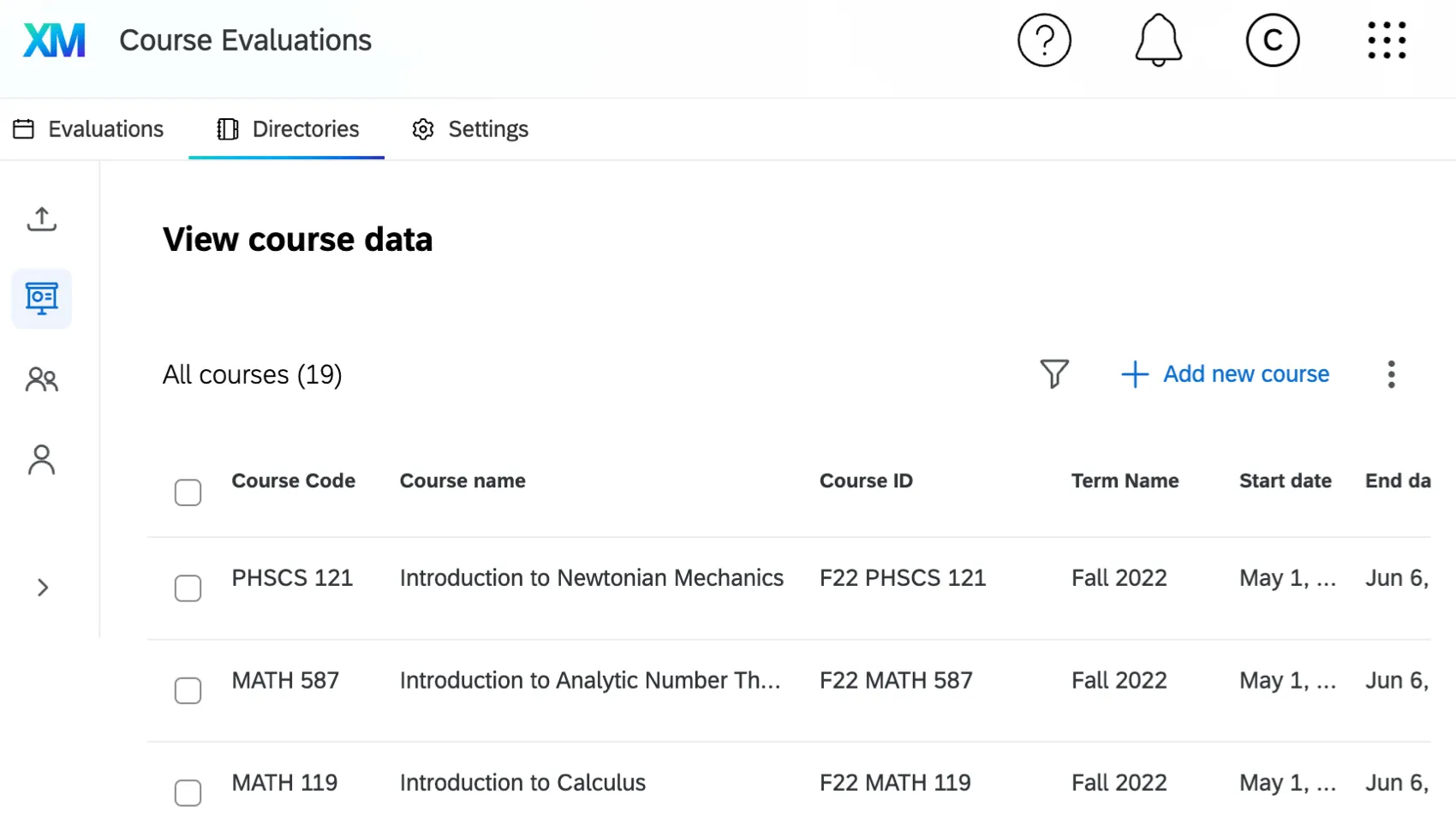 overview of the directories tab