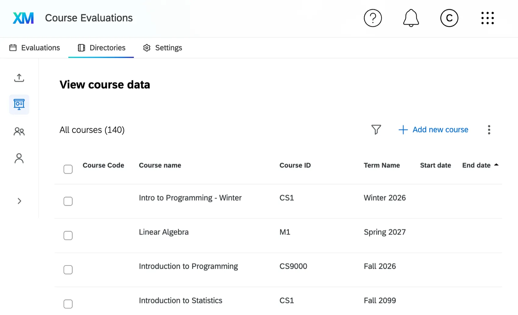 directories tab within course evaluations