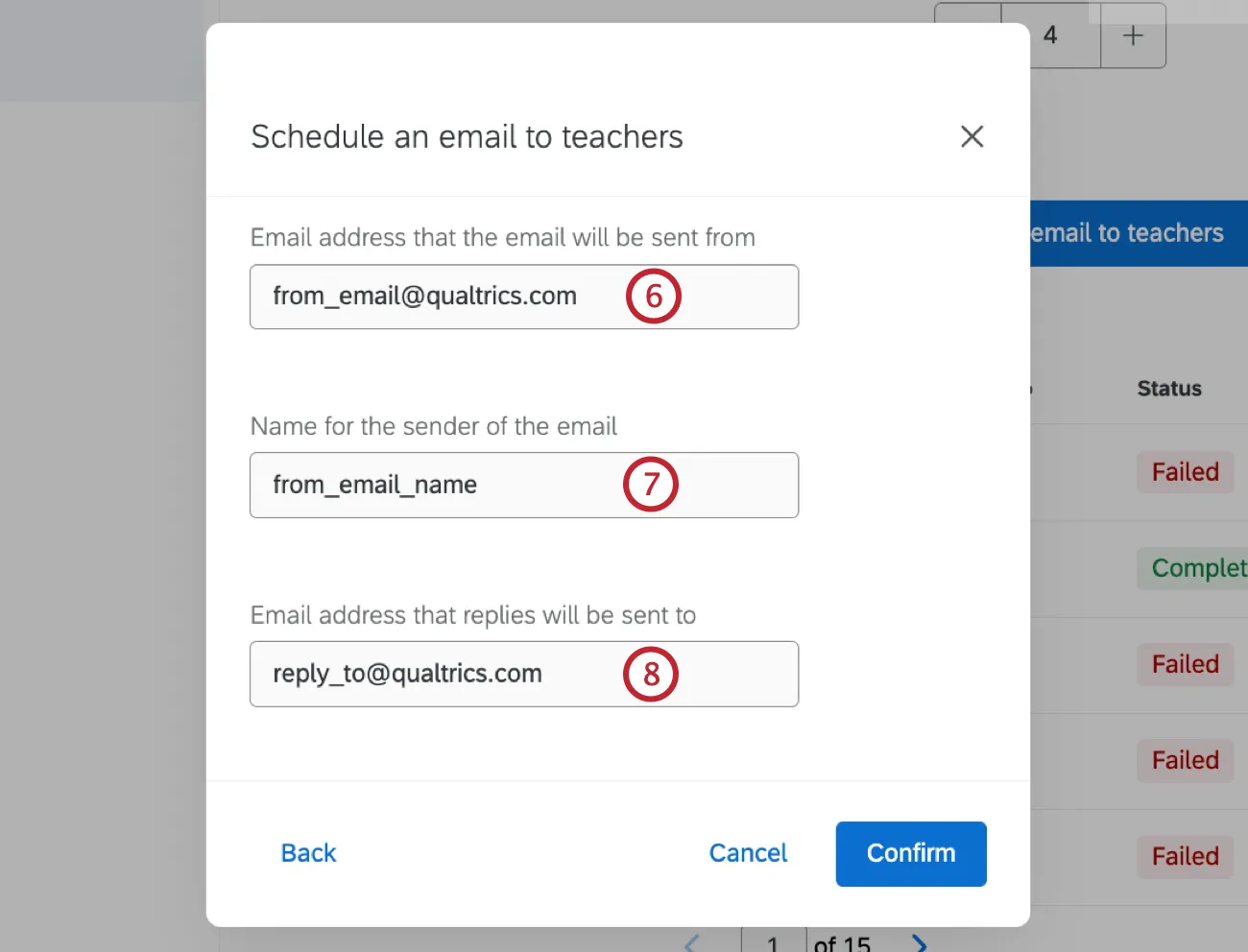 form fields to enter email details for the teacher distribution