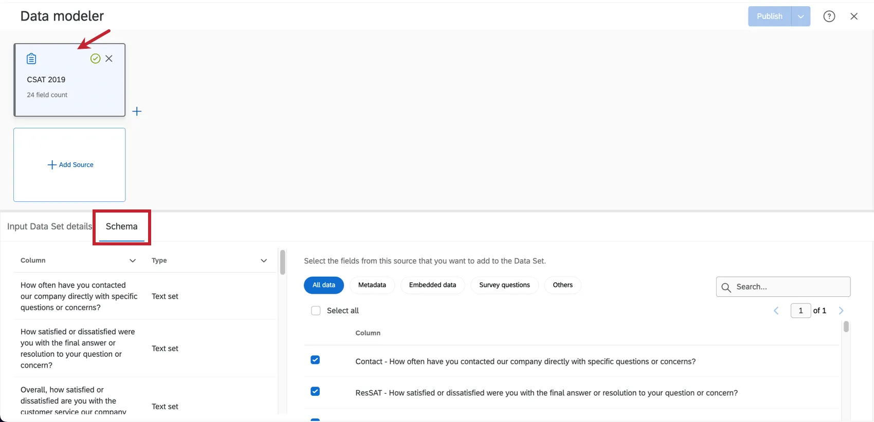 ソースをクリックすると、下部にメニューが表示されます。