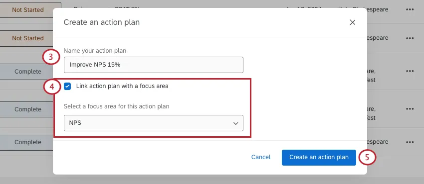 new window opens where you can link your plan with a metric