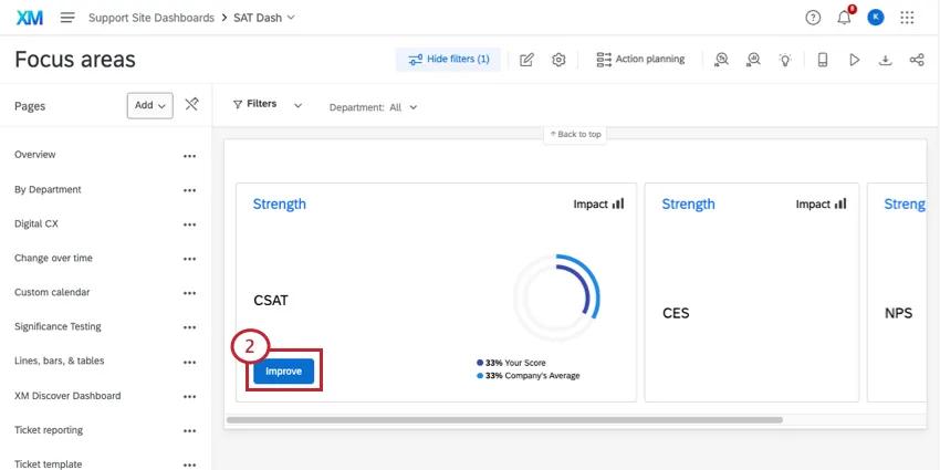 Shows improve button on focus area widget.