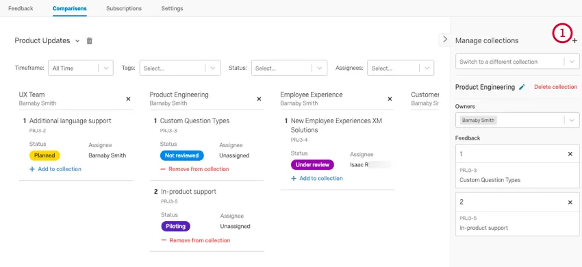 clicking the plus sign in the collections window
