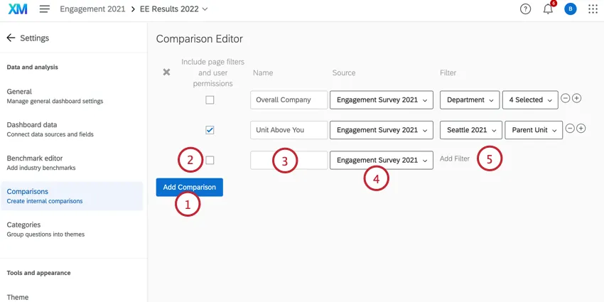 criando uma nova comparação