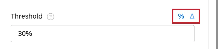 Prozent- und Deltasymbole über dem Schwellenwertfeld