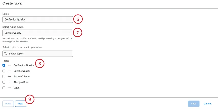 Creando una nueva rúbrica