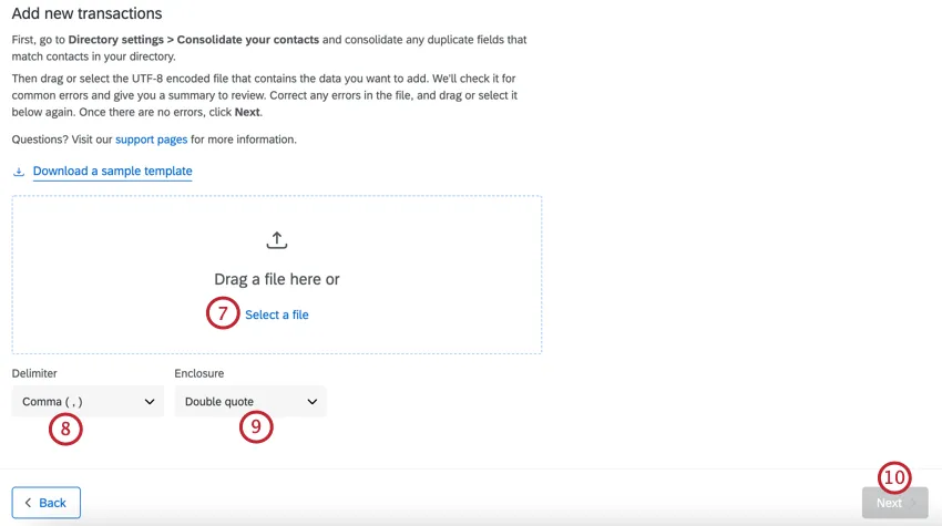 adicionar um arquivo e escolher o delimitador