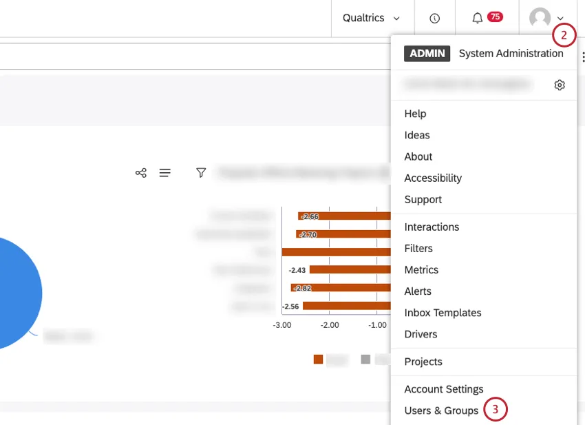 profile menu is expanded