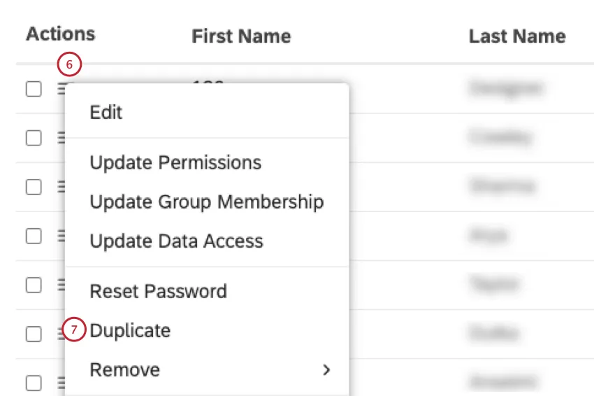 3 line menu next to each user account