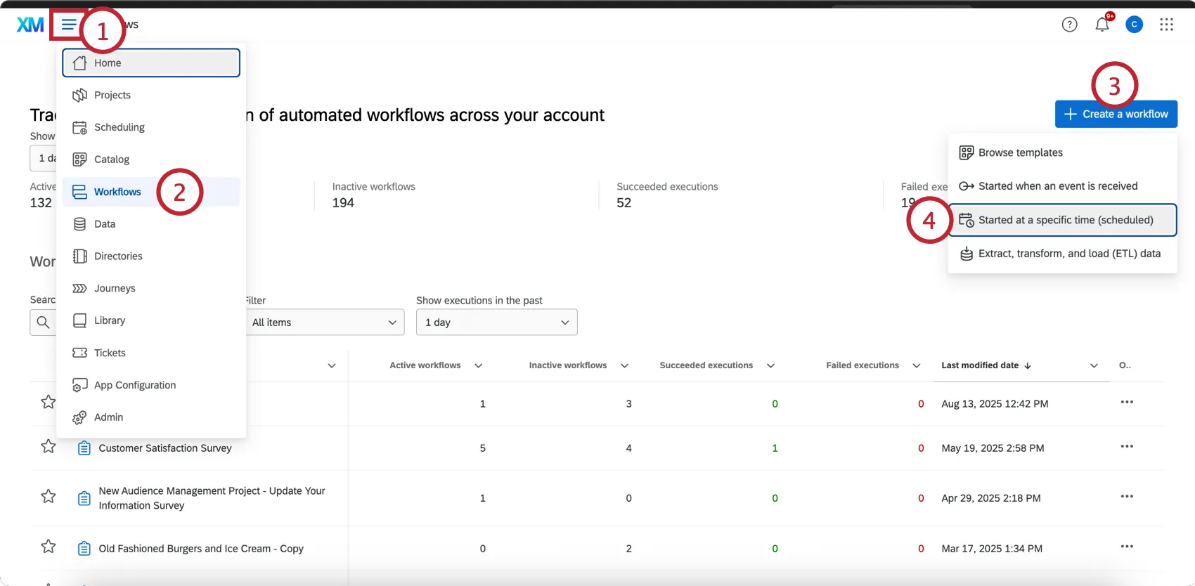 erstellung eines neuen geplanten Workflows auf der Seite "Eigenständige Workflows