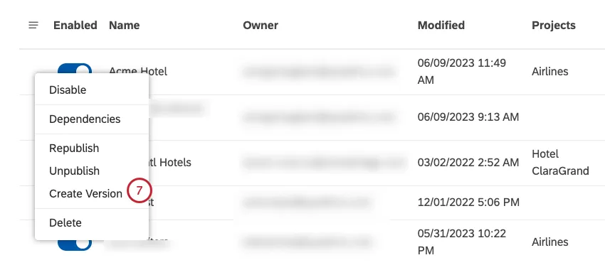 Wählen Sie Version anlegen.