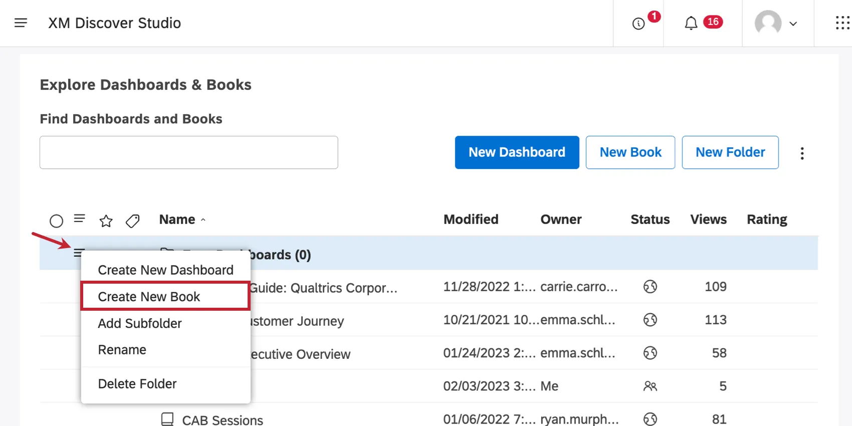 create new book option