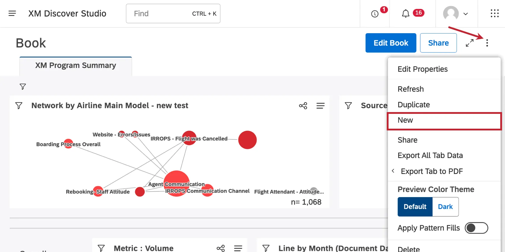 3 dot menu inside a book expanded
