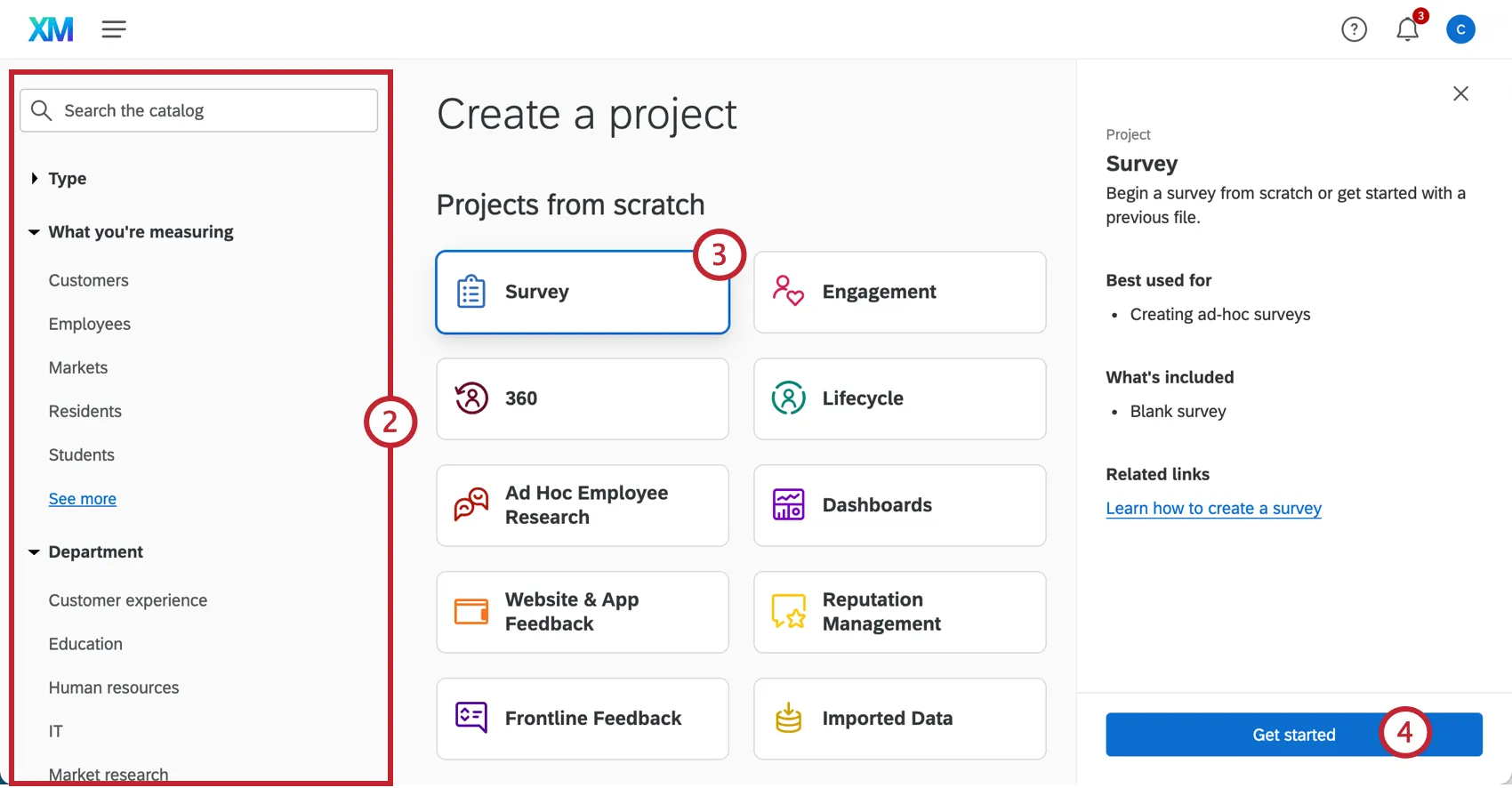 Selecting the Project Type and solution in the project creation window