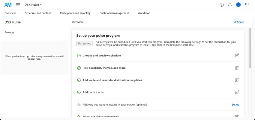 Overview tab of Pulse, complete with steps shown below