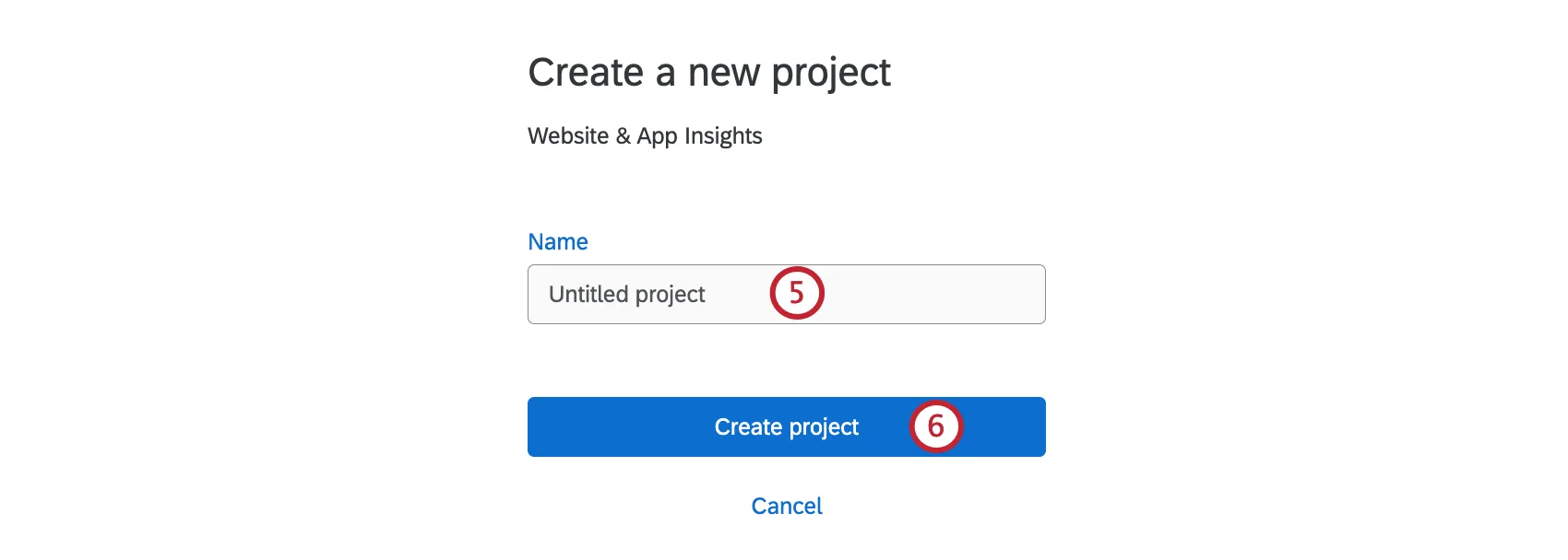 Field for name, folders, then button bottom-right
