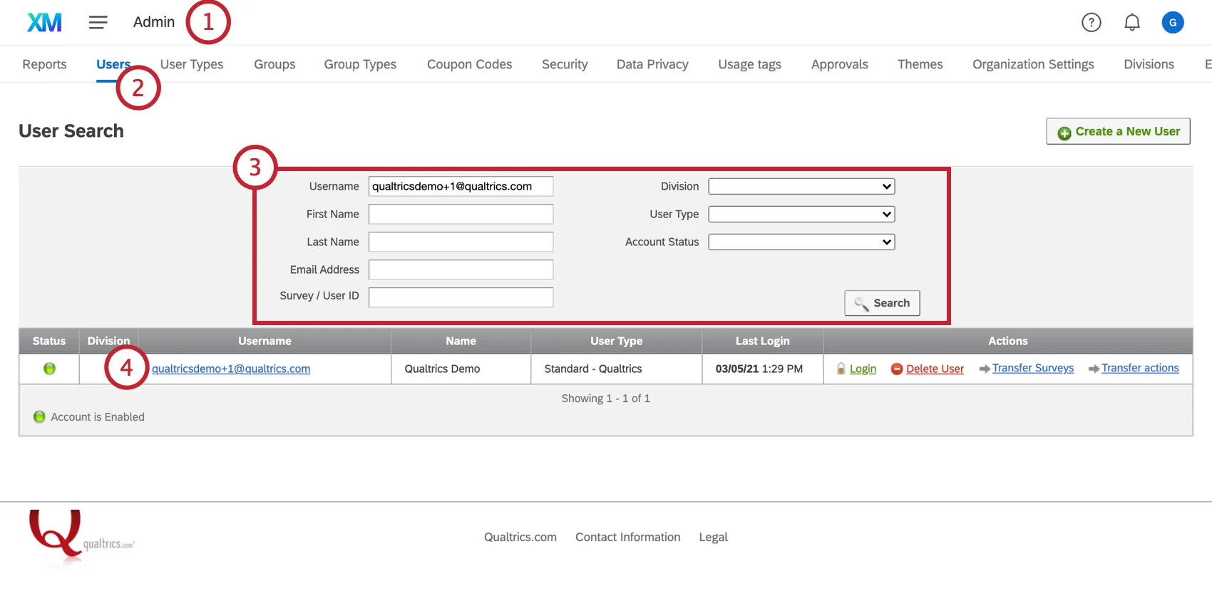 Suchen nach einem Benutzer