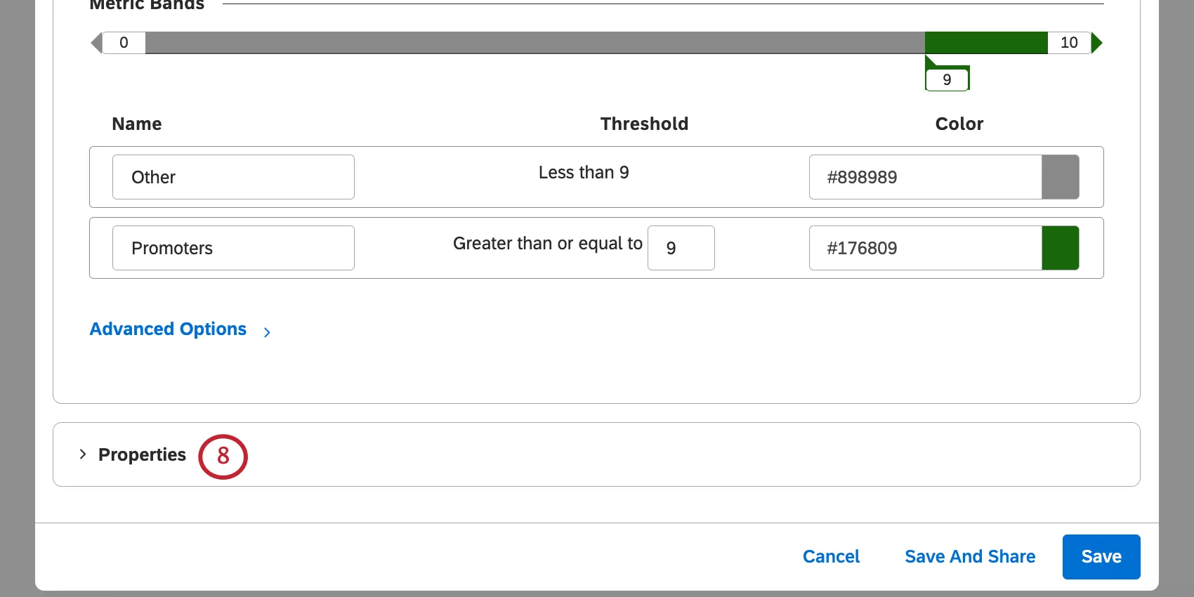 Abschnitt Eigenschaften unten im Fenster