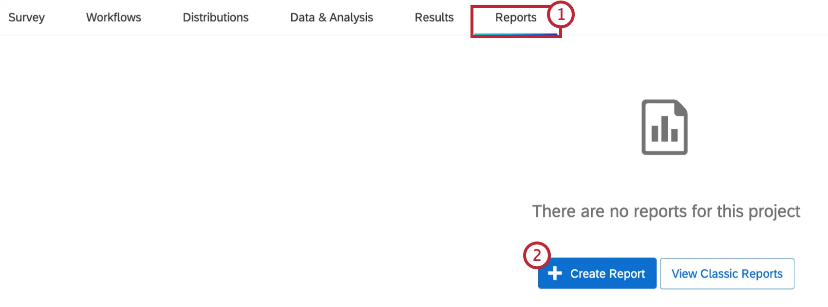 Display of how to create a new report