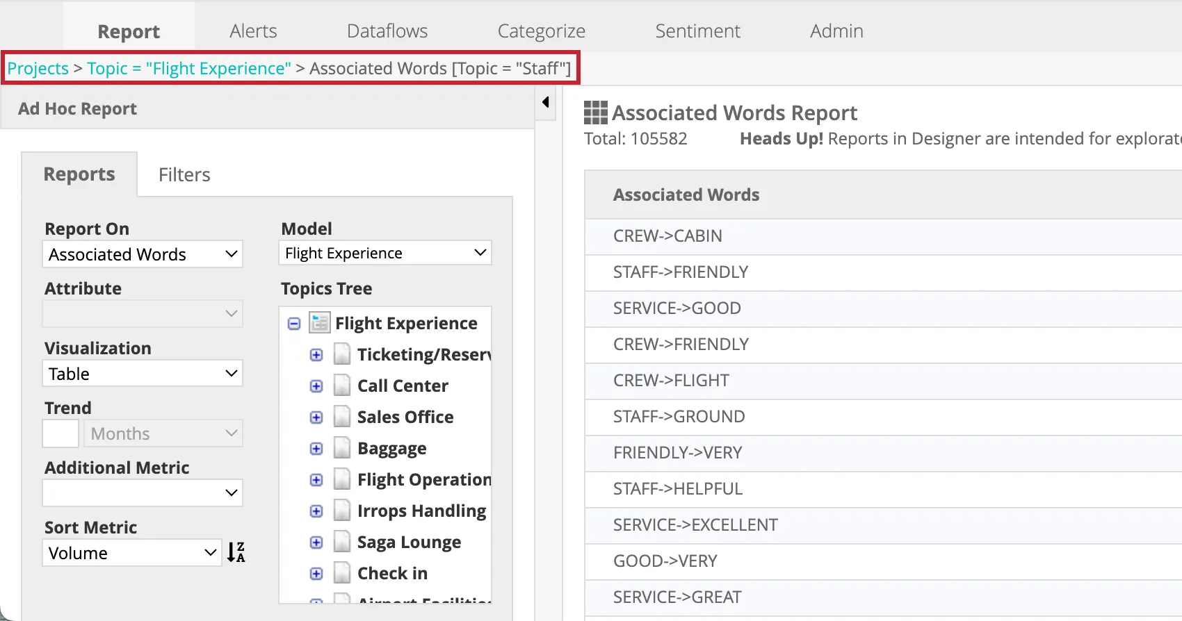 report path at the top of the page