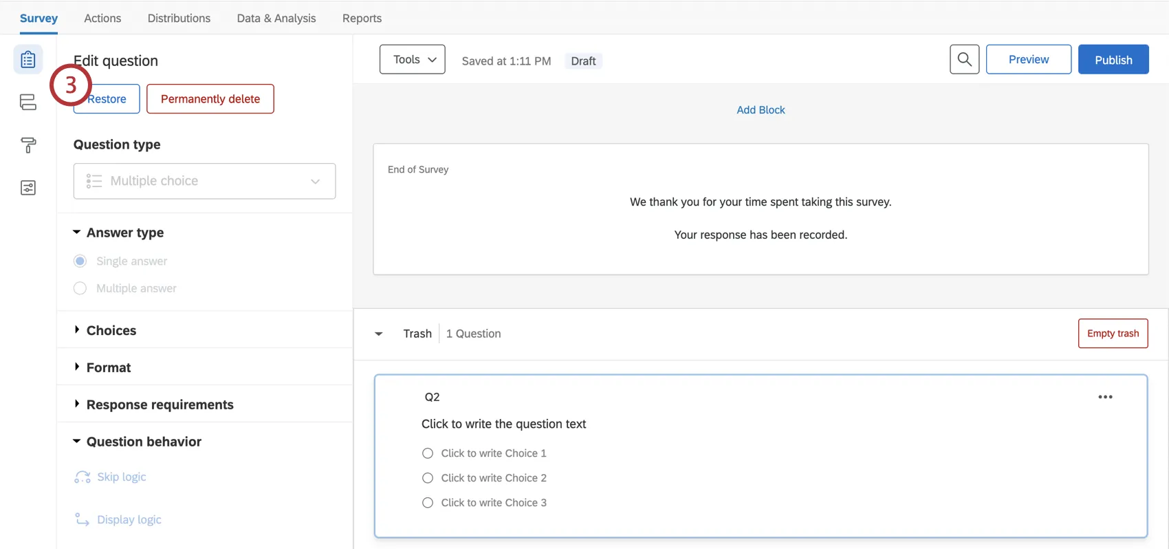 Restaurar aparece a la izquierda