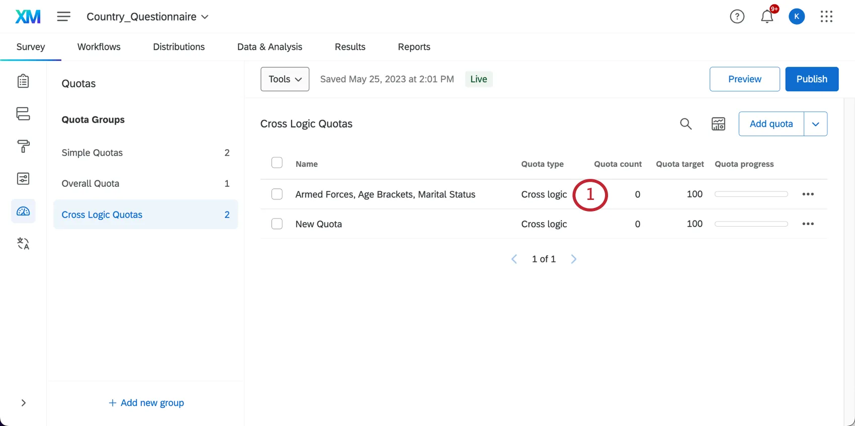 Cross logic quota highlighted