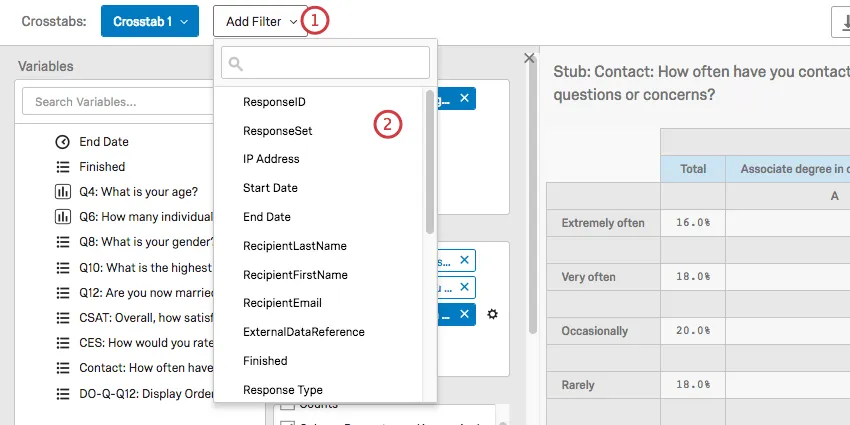 Filter-Dropdown oben links