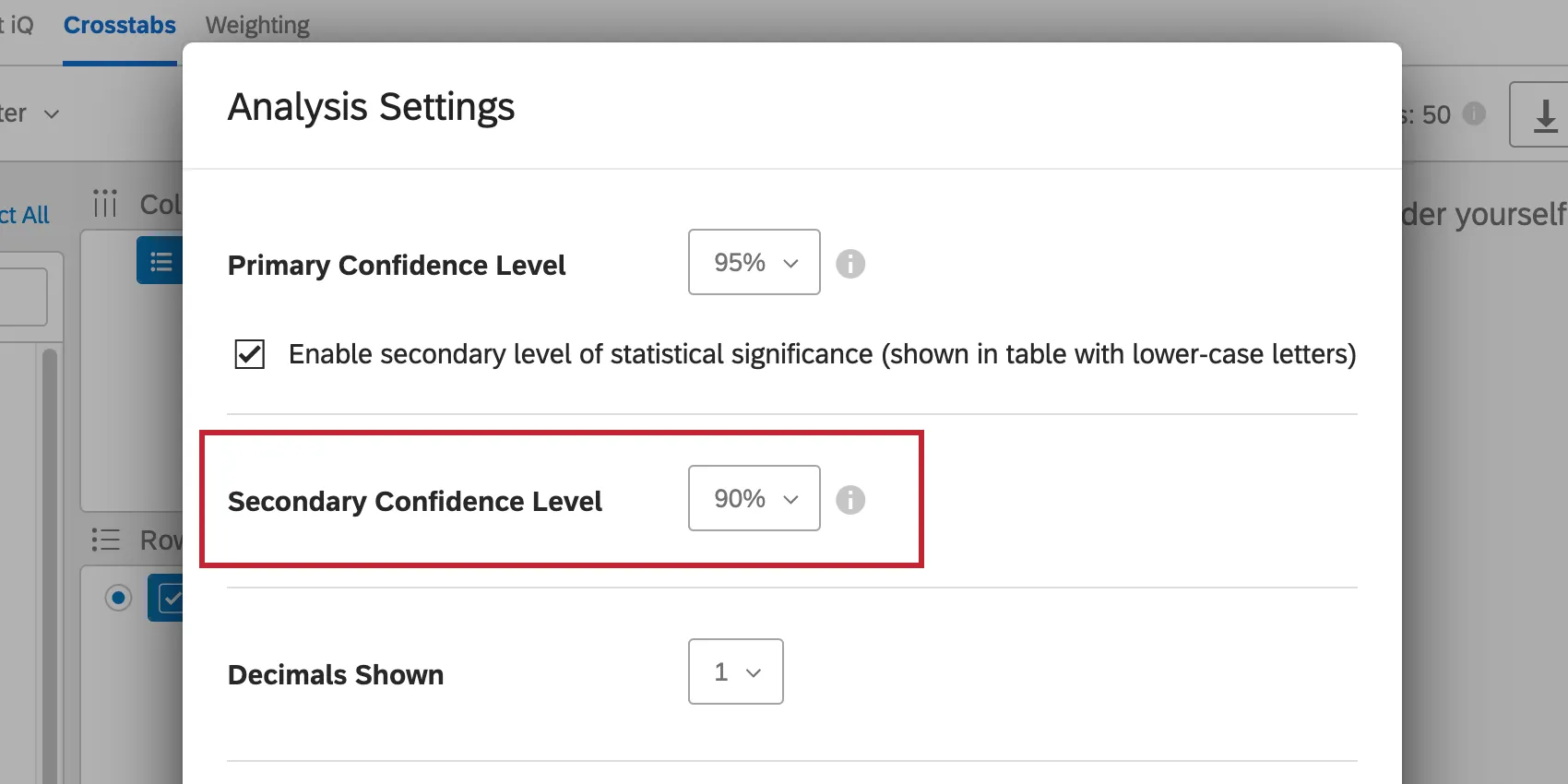 Below first, the secondary is highlighted