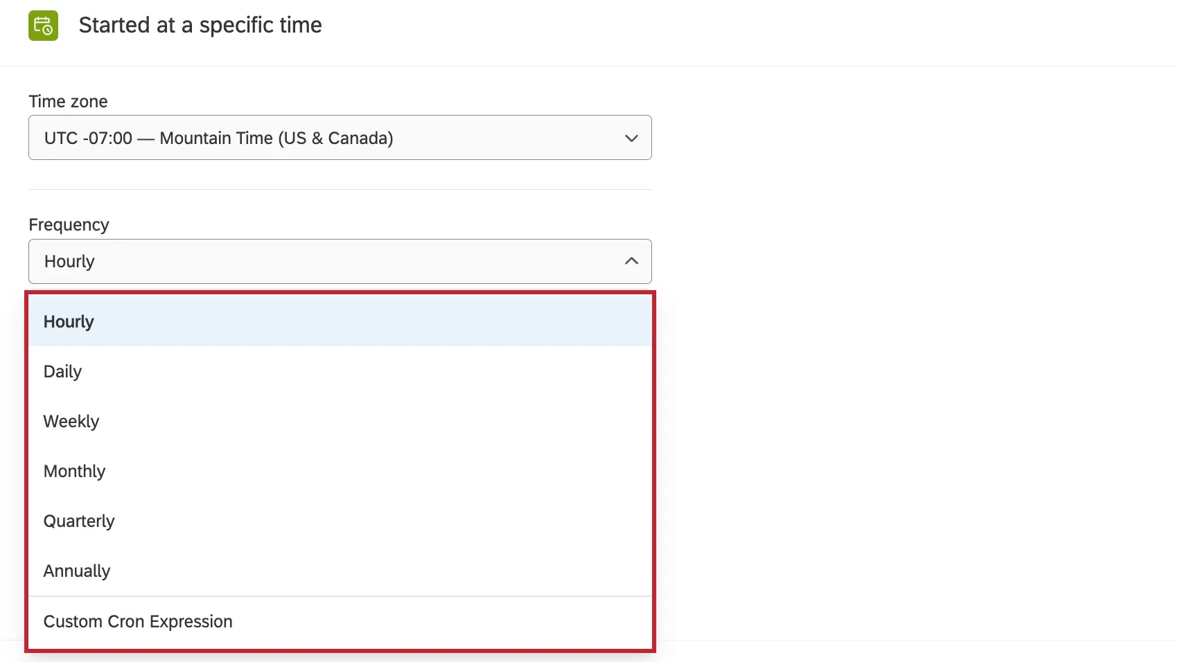 choosing the frequency for the scheduled workflow