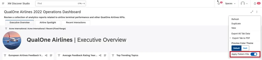 aplicar configuración de relleno de patrón