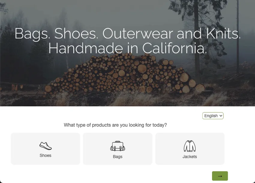 image of a survey embedded in a page asking visitors to pick between shoes backs or jackets