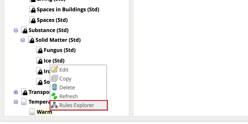 opening the rules explorer