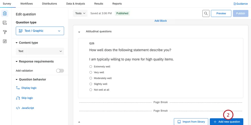 clicking add new question