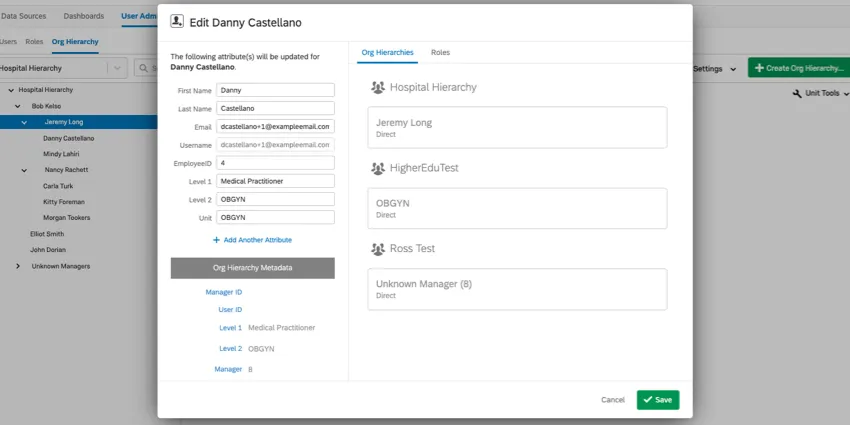 User information page