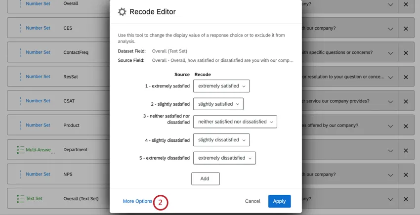 image of the more options button in the recode editor