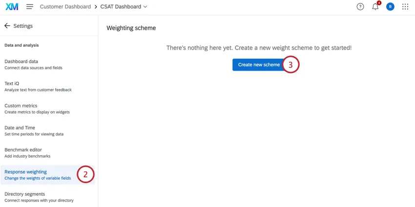 Creación de un nuevo esquema de ponderación en la ponderación de respuestas.
