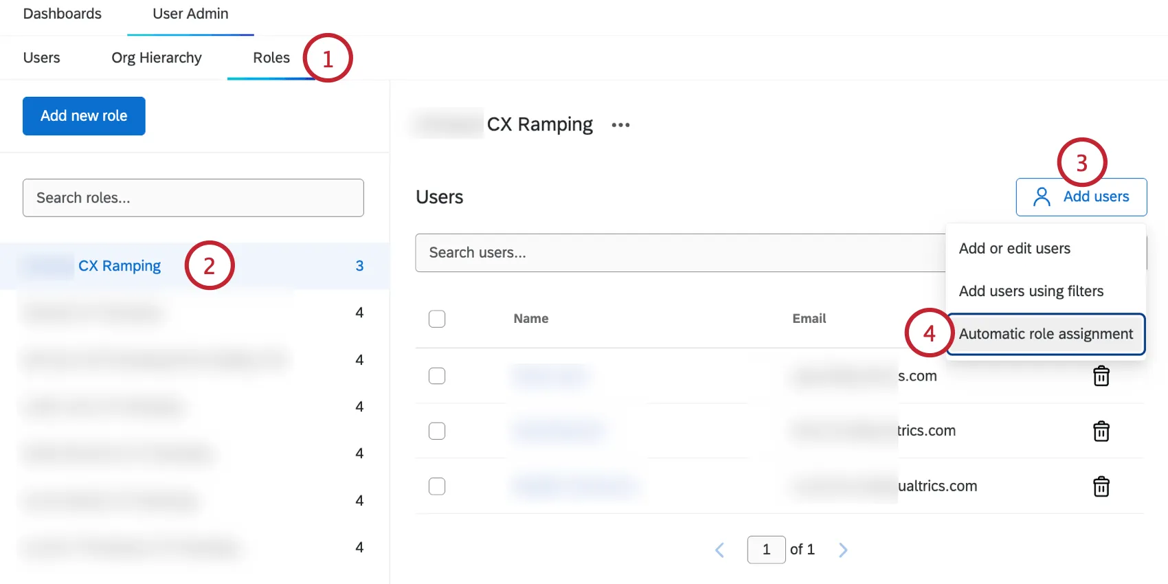 selecting a role and adding an automation