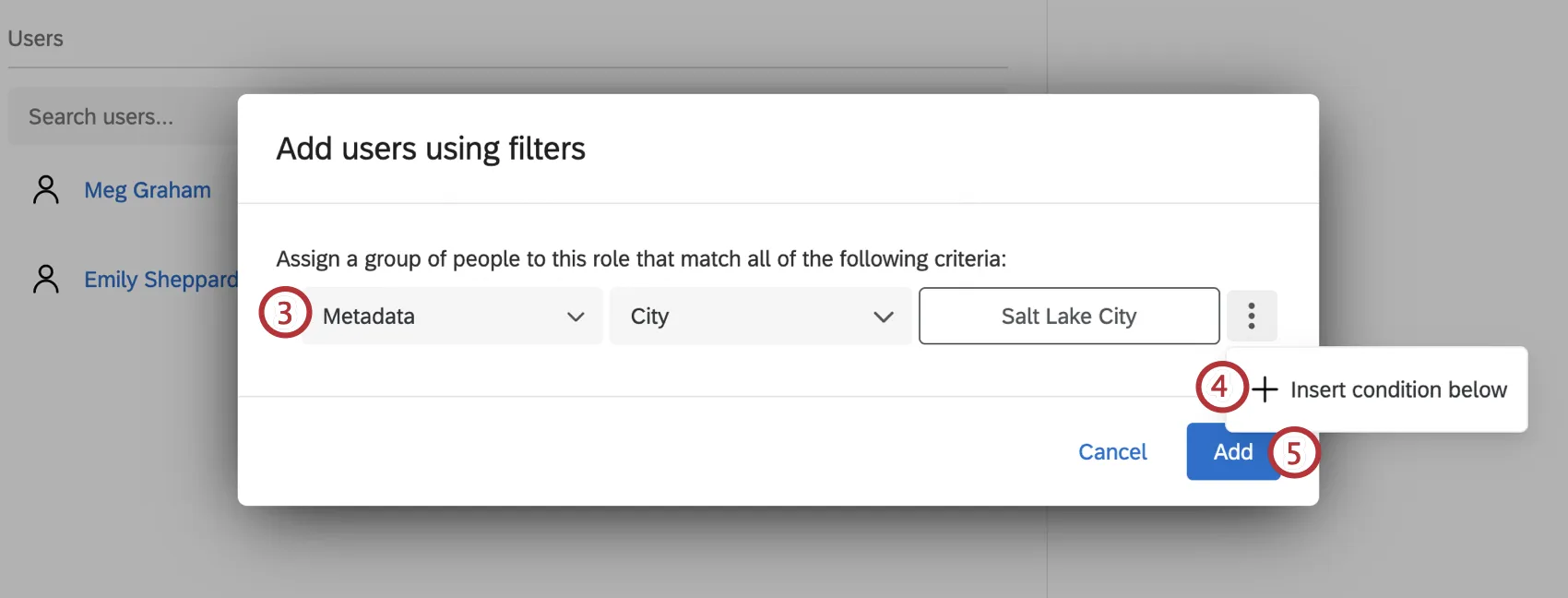 Pasos para agregar usuarios mediante filtros