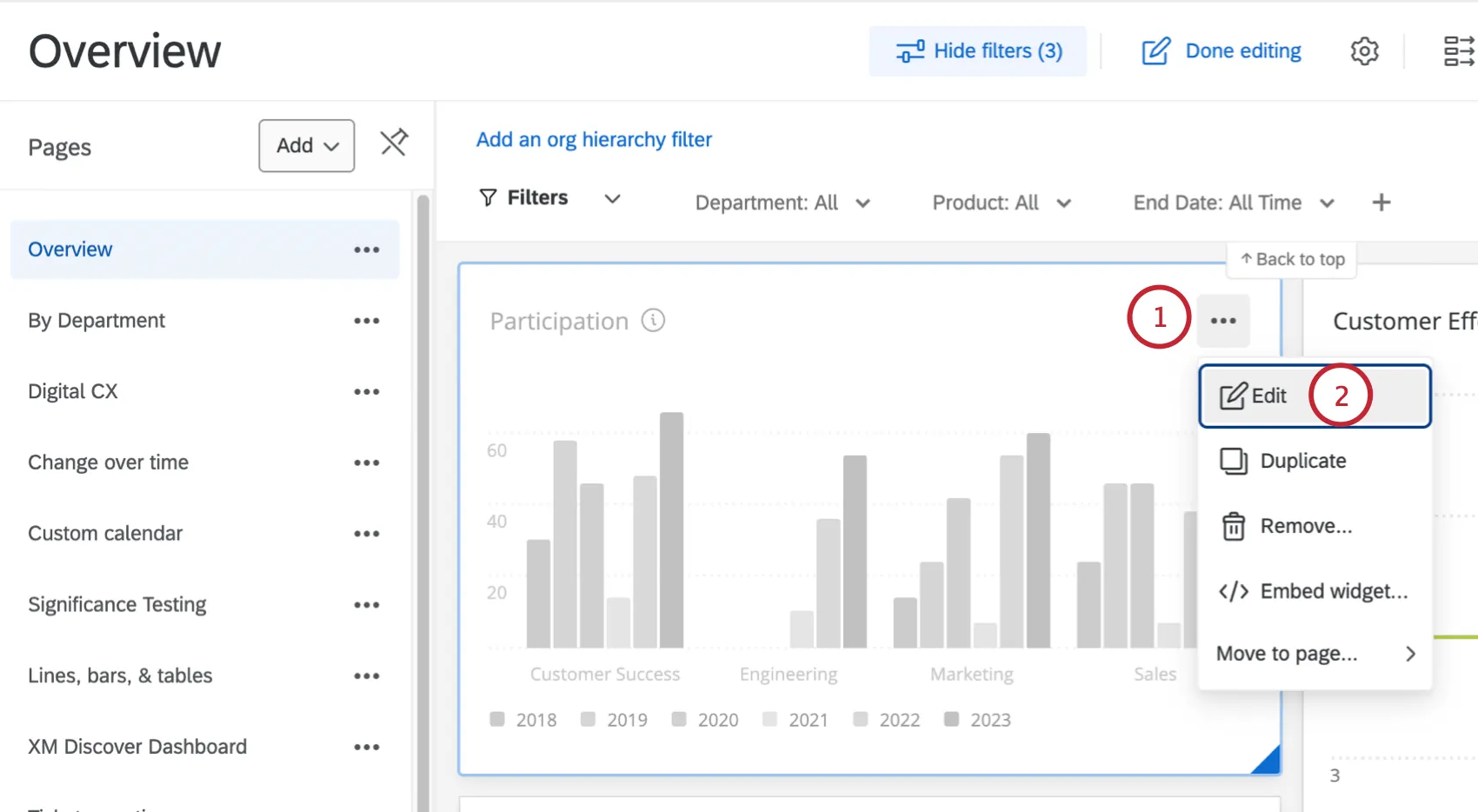 menu a 3 punti su un widget
