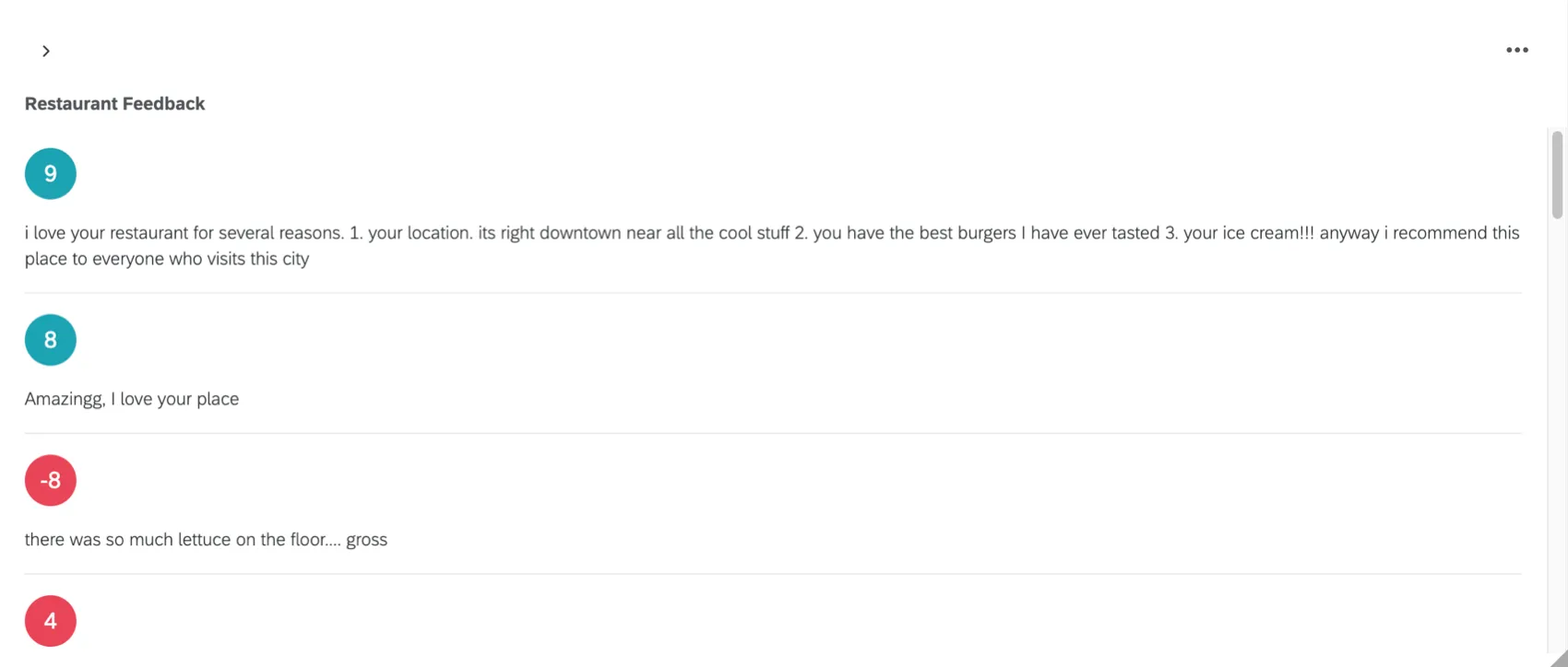 4つの回答しか表示されないウィジェット、最後の回答は完全に読めない
