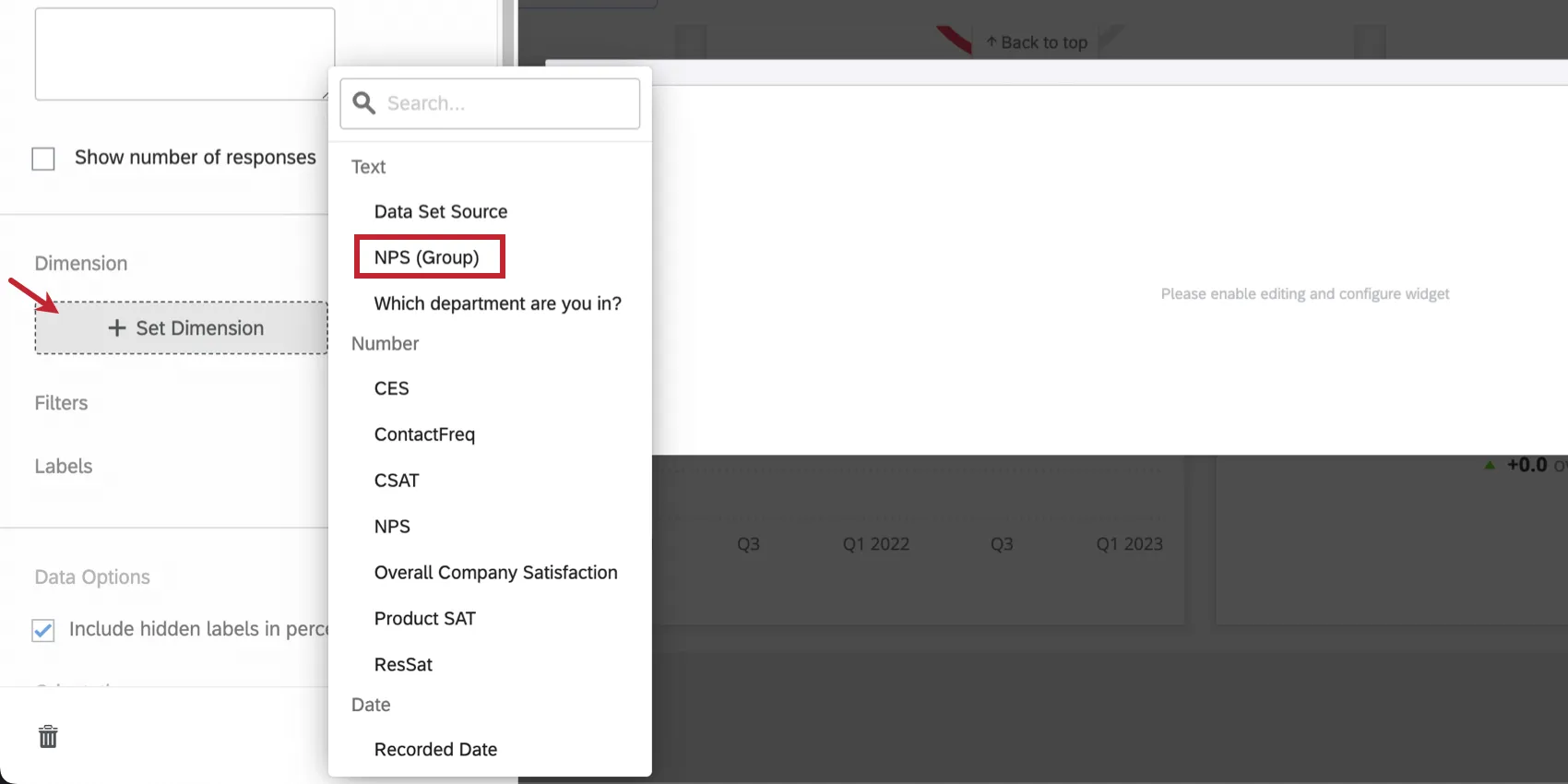 ウィジェットをクリックすると、左側に編集ペインが開き、ステップで説明したフィールドが表示されます。