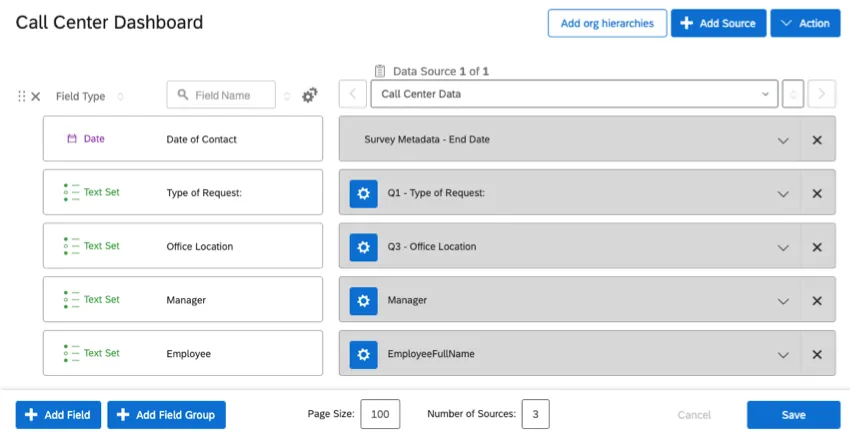 Champs cartographiés comme décrit