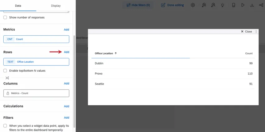 Once clicked into widget, editing pane opens to left, and theres the fields described in the steps