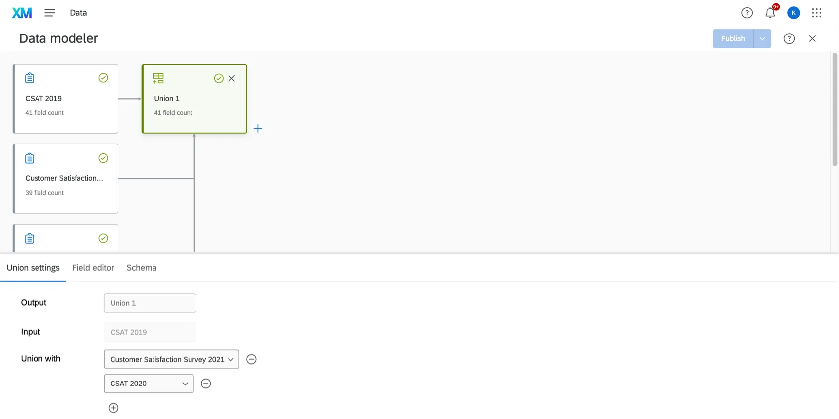Unione in un modello di dati