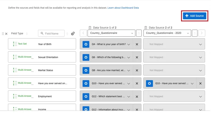 add source button in data mapper