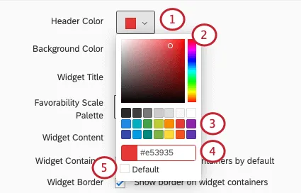 Menus for selecting theme colors