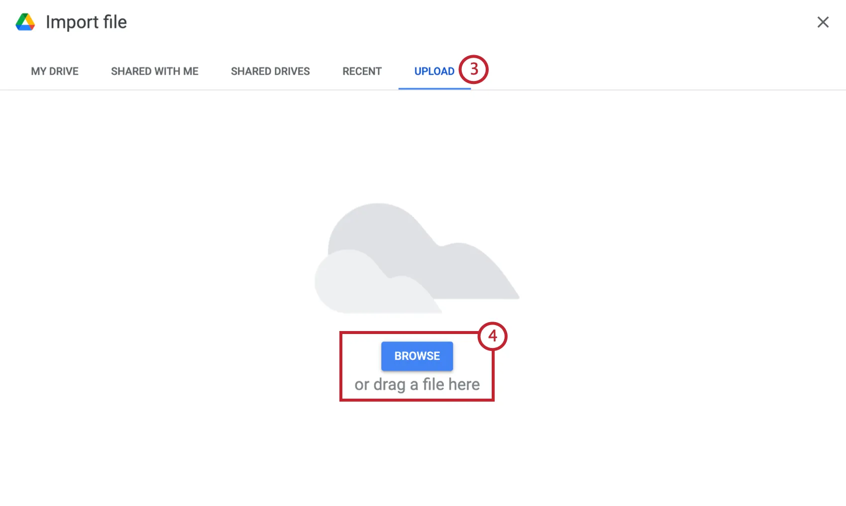 searching for the file to upload