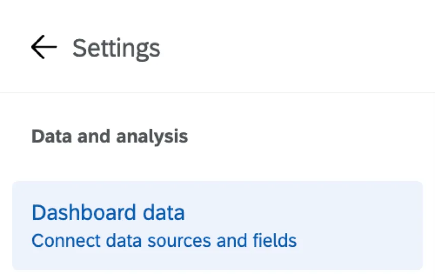 settings, dashboard data highlighted